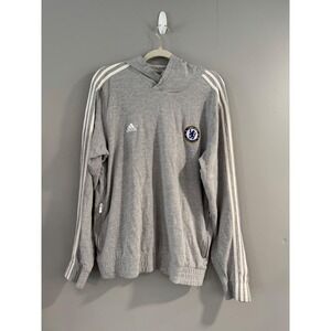 Adidas Chelsea FC Hoodie Mens Large Soccer Football Three‎ Stripe Gray